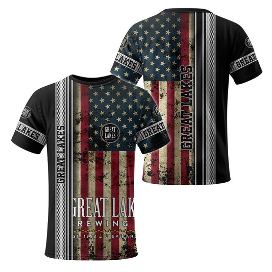 Great Lakes Stainless Steel American Flag T-Shirt - Flexiquor.com