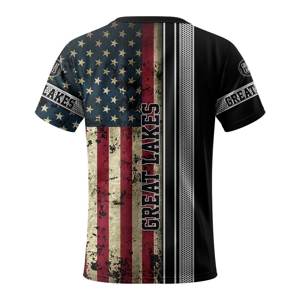 Great Lakes Stainless Steel American Flag T-Shirt - Flexiquor.com