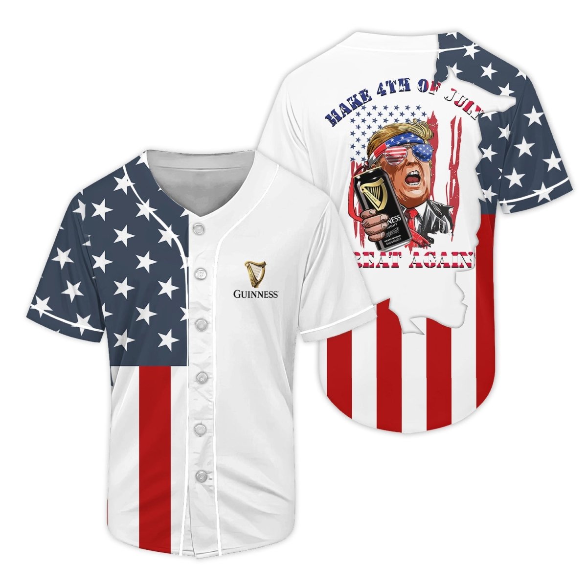 Guinness Donald Trump Independence Day Baseball Jersey - Flexiquor.com