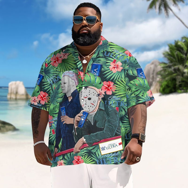 Halloween Villain Chilling With Michelob Ultra Men's Plus Size Hawaiian Shirt - Flexiquor.com