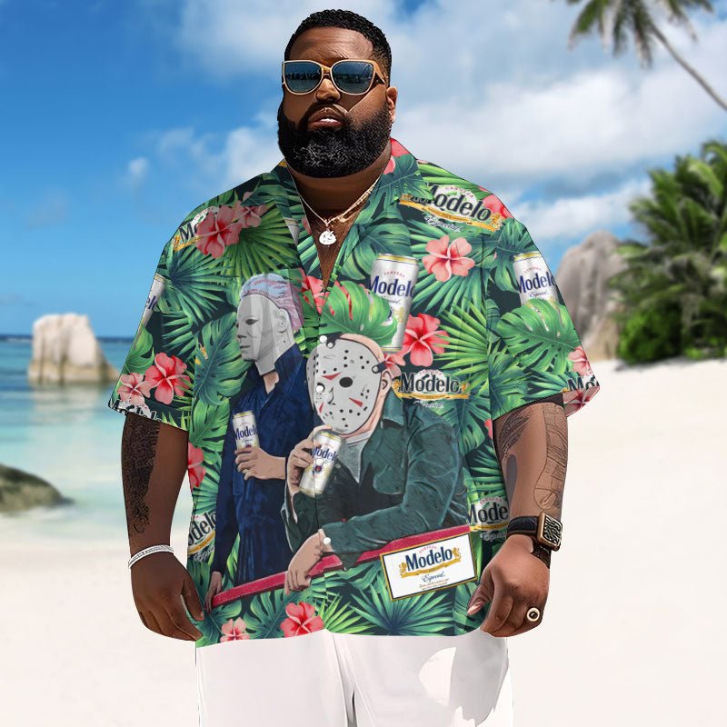 Halloween Villain Chilling With Modelo Men's Plus Size Hawaiian Shirt - Flexiquor.com