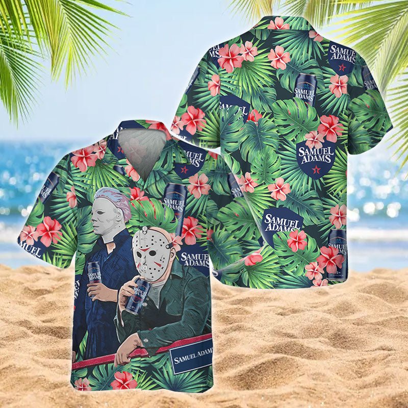 Halloween Villain Chilling With Samuel Adams Men's Plus Size Hawaiian Shirt - Flexiquor.com