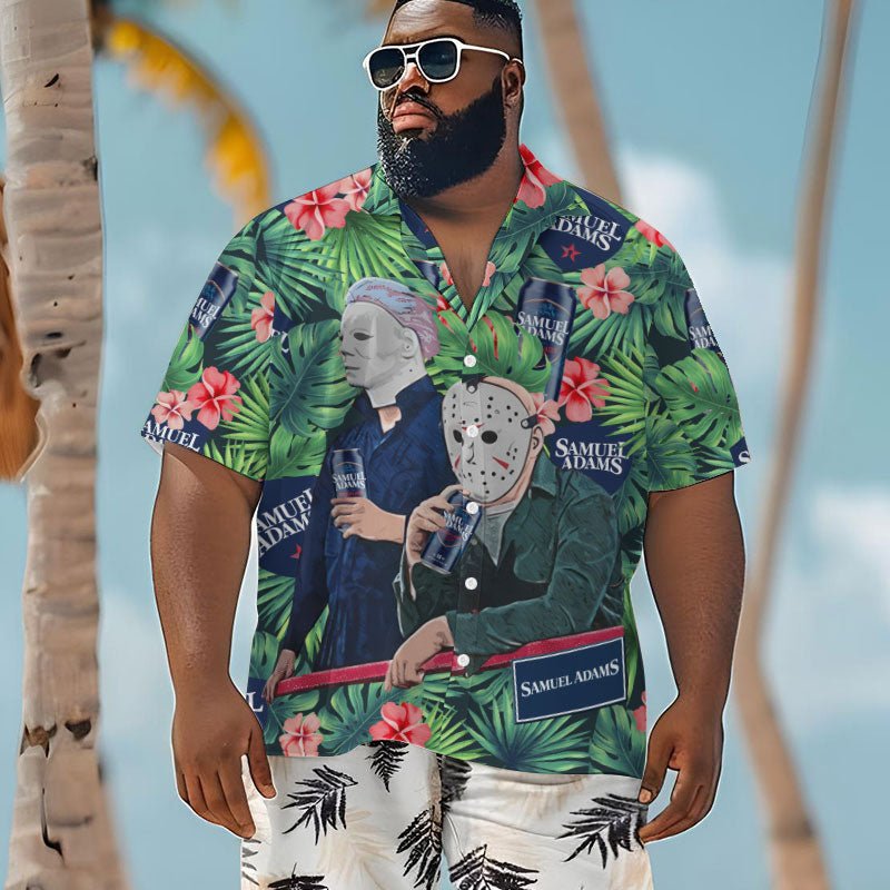 Halloween Villain Chilling With Samuel Adams Men's Plus Size Hawaiian Shirt - Flexiquor.com