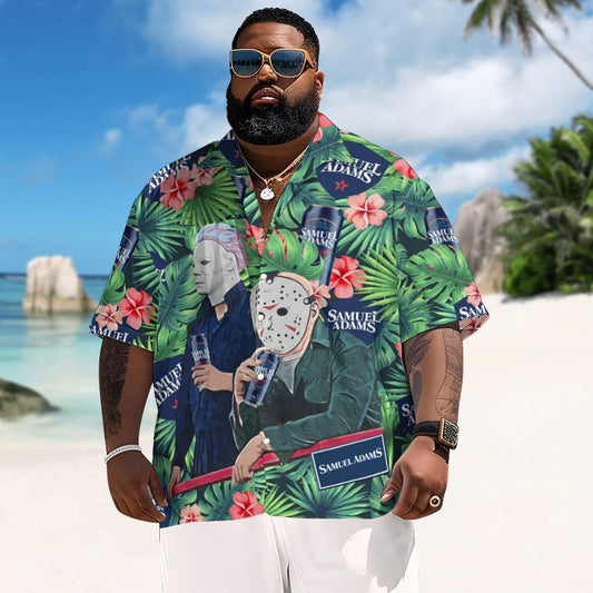 Halloween Villain Chilling With Samuel Adams Men's Plus Size Hawaiian Shirt - Flexiquor.com