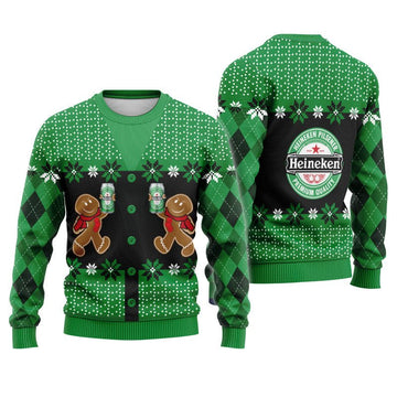 Heineken Christmas Gingerbread Ugly Sweater - Flexiquor.com