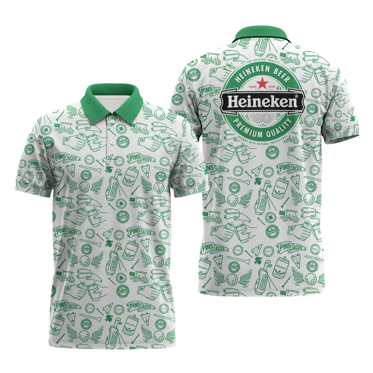 Heineken Doodle Art Polo Shirt - Flexiquor.com