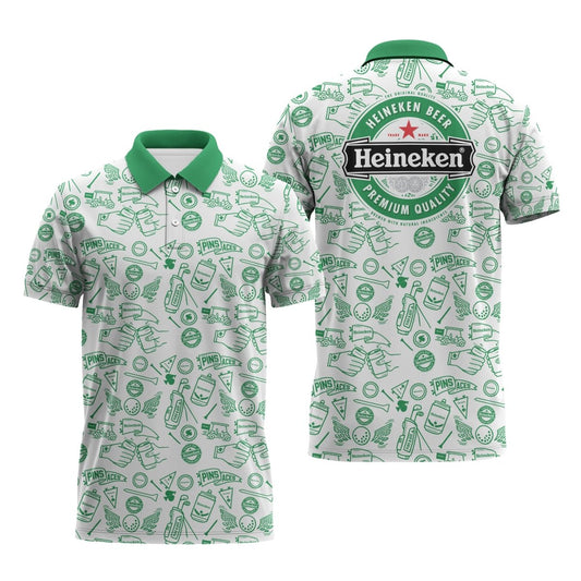 Heineken Doodle Art Polo Shirt - Flexiquor.com