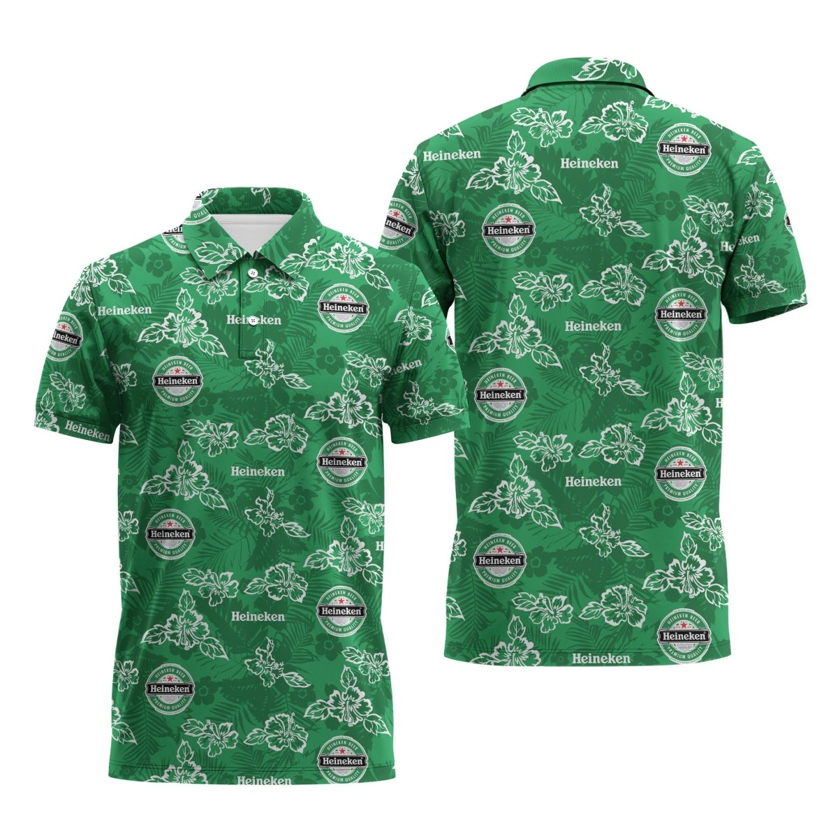 Heineken Hibiscus Flower Polo Shirt - Flexiquor.com