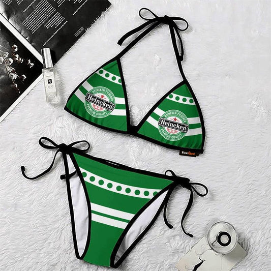 Heineken Polka Dots Triangle Beach Bikini - Flexiquor.com