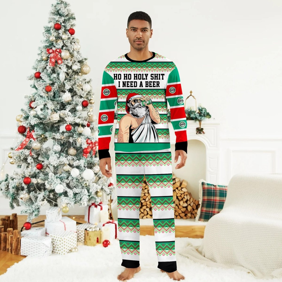 Heineken Santa Need A Beer Family Pajamas Set - Flexiquor.com