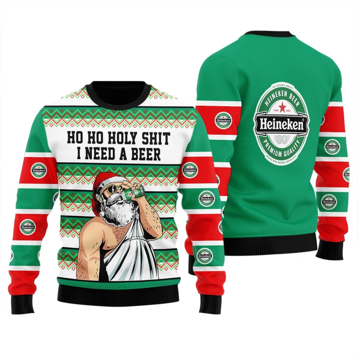 Heineken Santa Need A Beer Ugly Sweater - Flexiquor.com