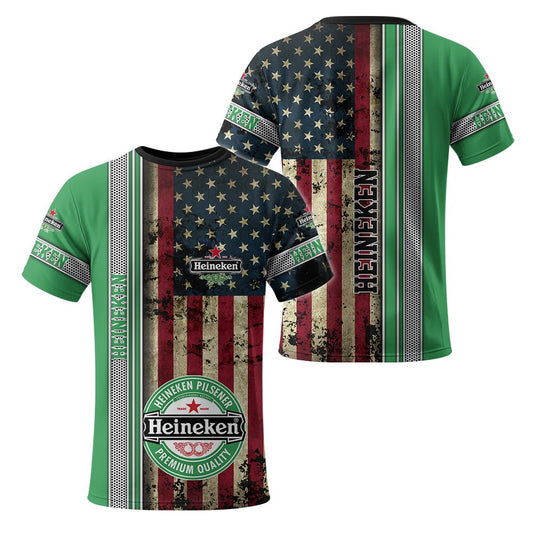 Heineken Stainless Steel American Flag T-Shirt - Flexiquor.com
