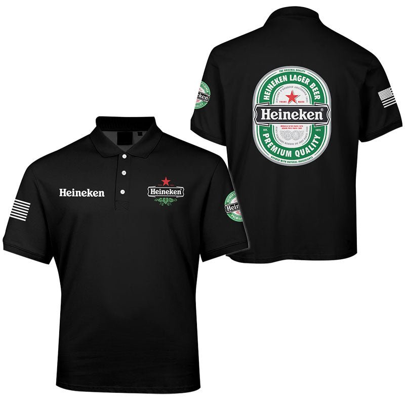 Heineken USA Flag Men's Plus Size Polo Shirt - Flexiquor.com