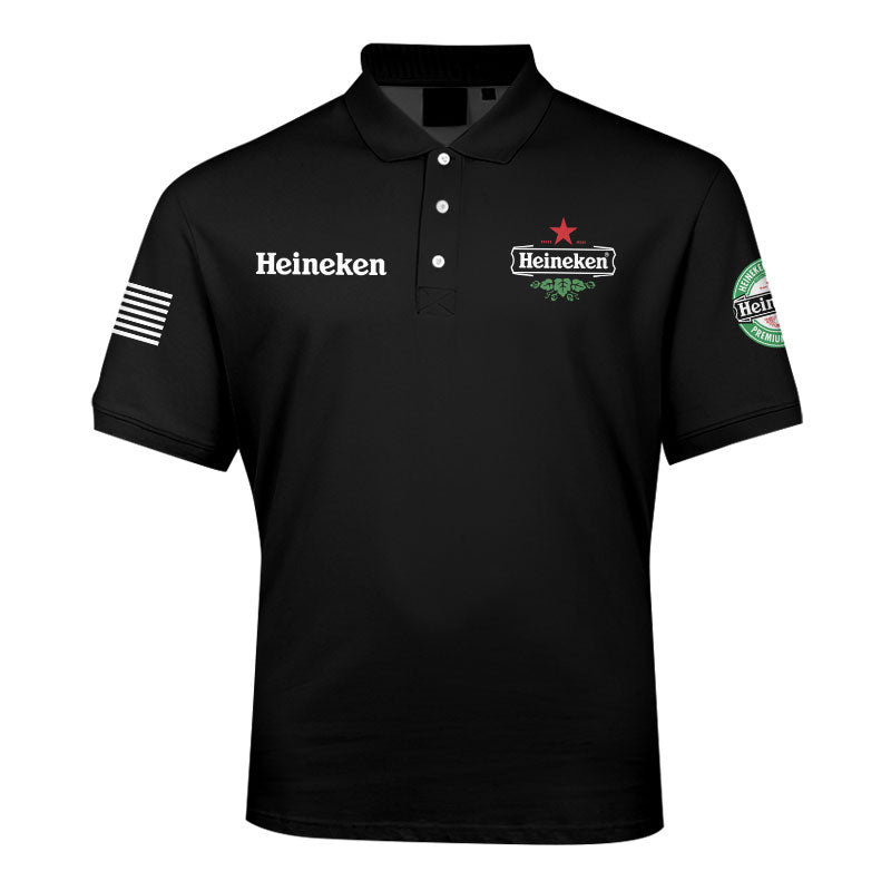 Heineken USA Flag Men's Plus Size Polo Shirt - Flexiquor.com