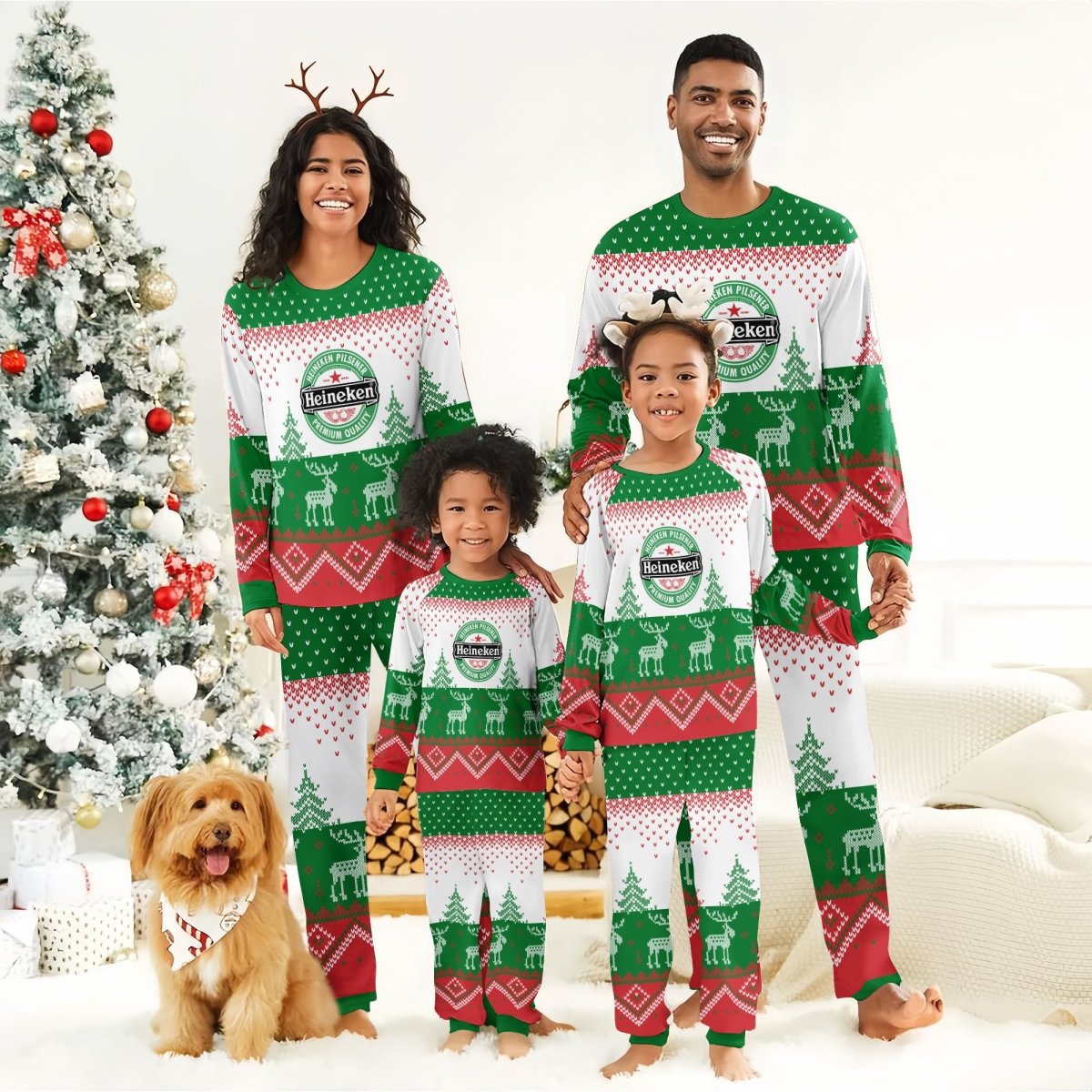 Heineken Winter Reindeer Family Pajamas Set - Flexiquor.com