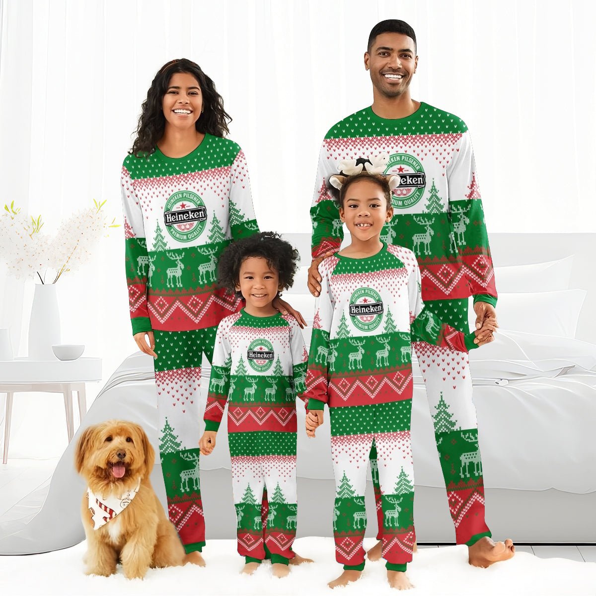 Heineken Winter Reindeer Family Pajamas Set - Flexiquor.com
