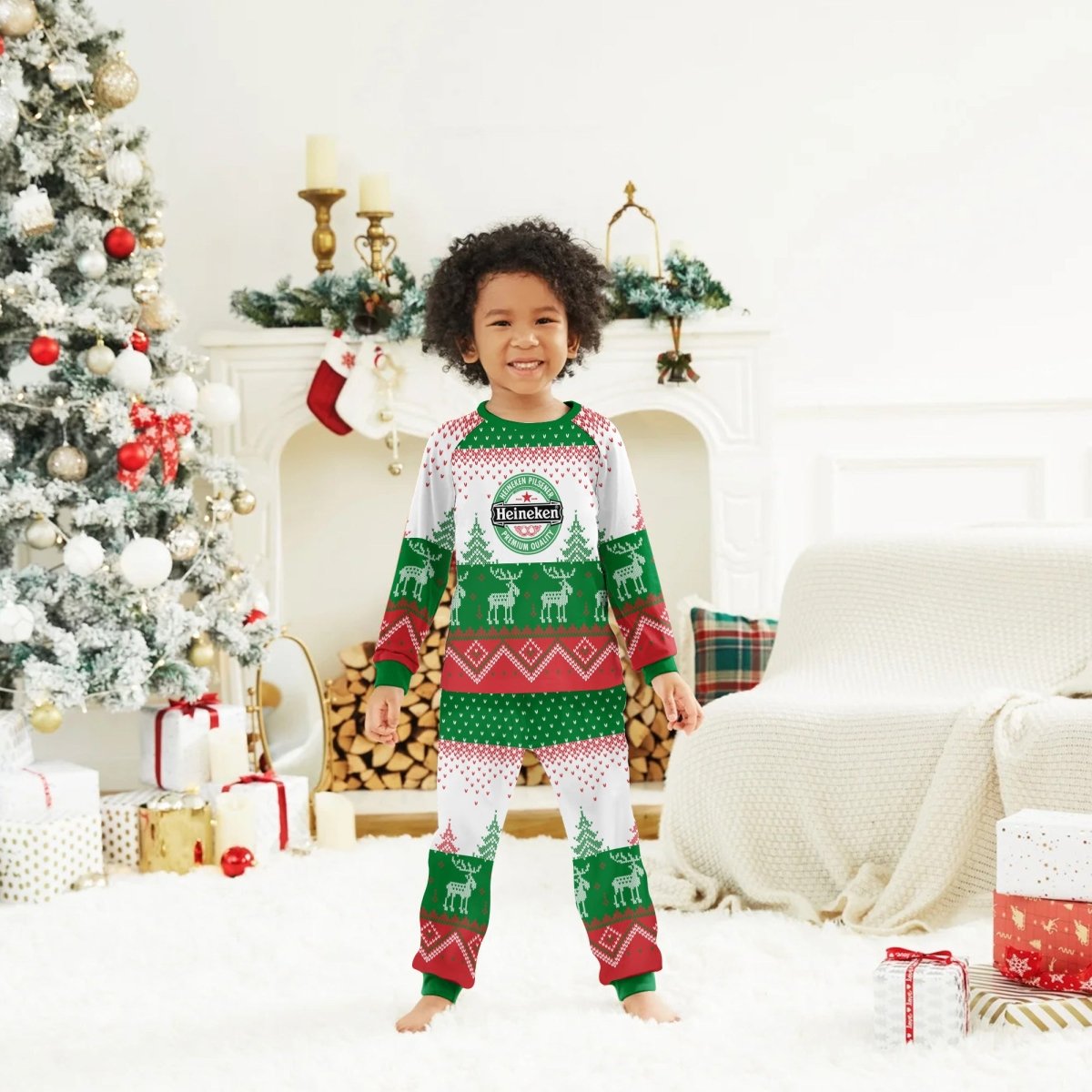 Heineken Winter Reindeer Family Pajamas Set - Flexiquor.com