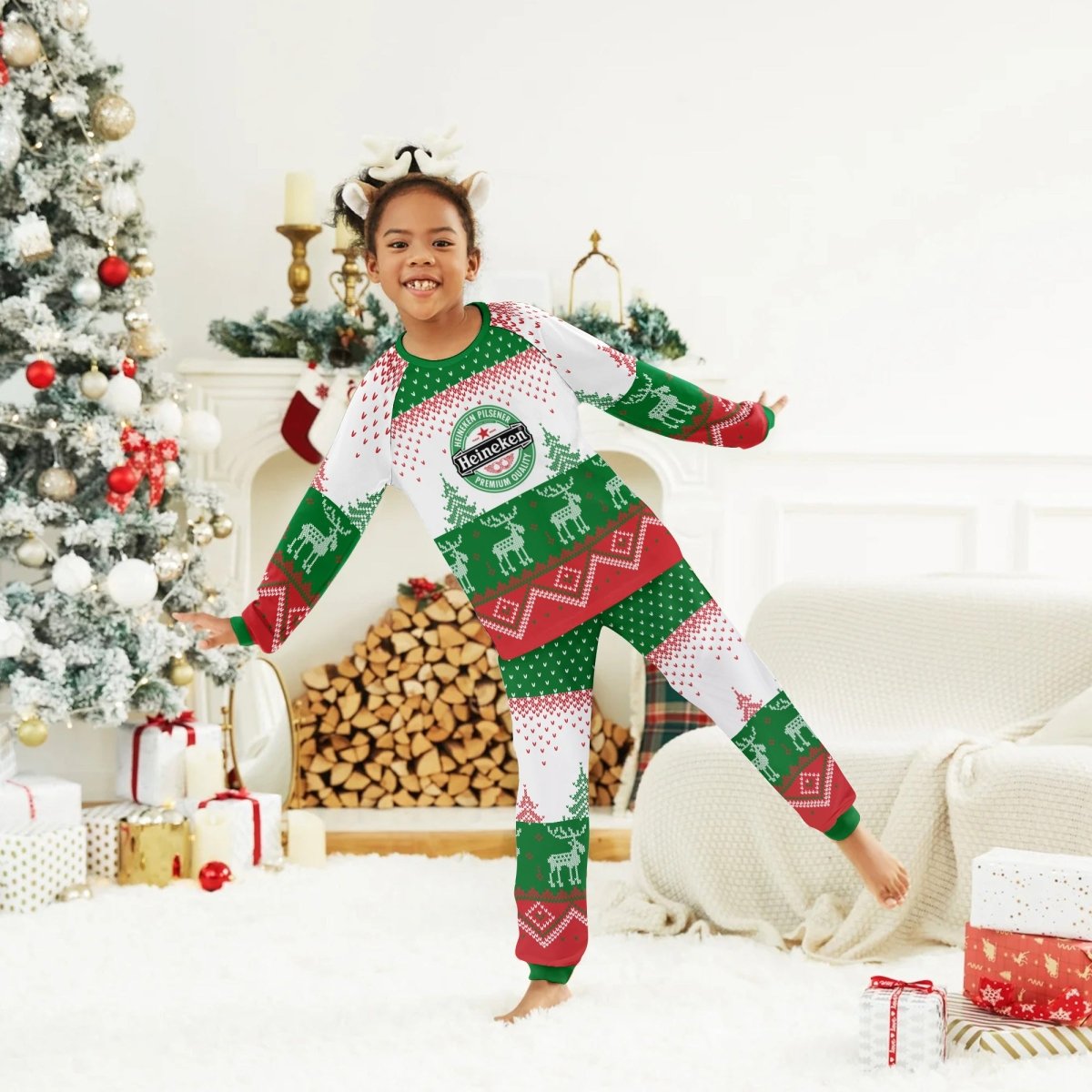 Heineken Winter Reindeer Family Pajamas Set - Flexiquor.com