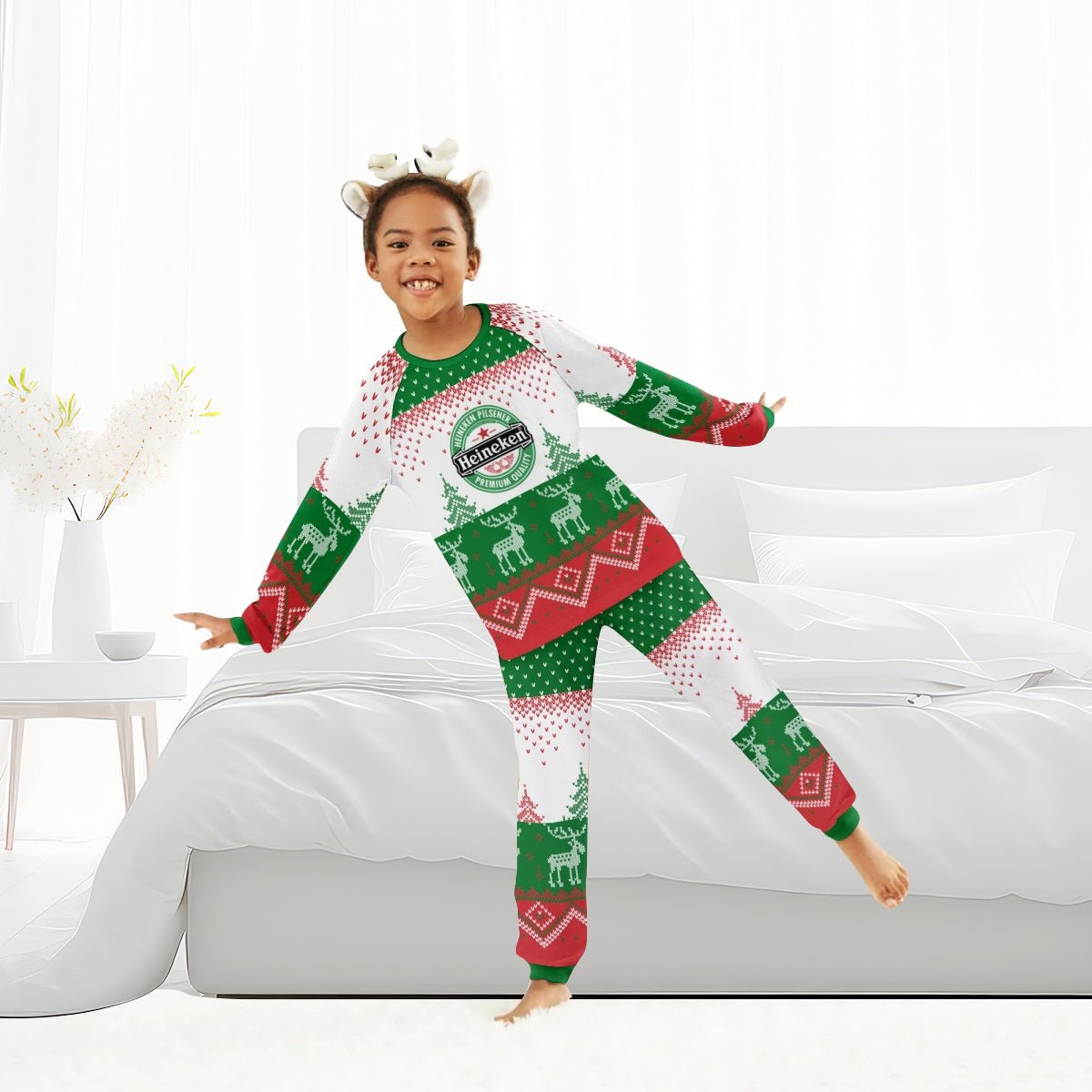 Heineken Winter Reindeer Family Pajamas Set - Flexiquor.com