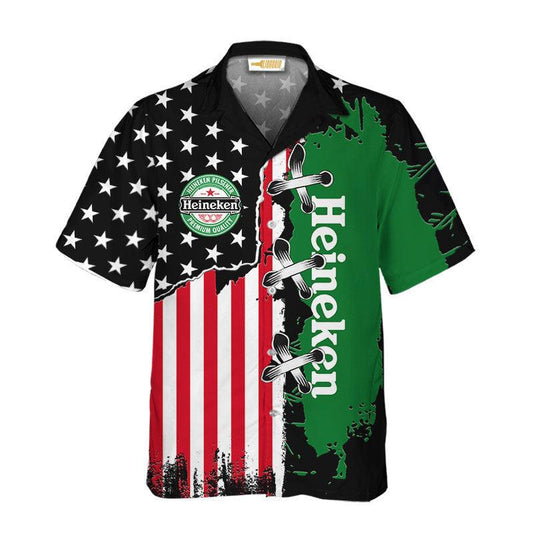 American Flag Heineken Hawaiian Shirt