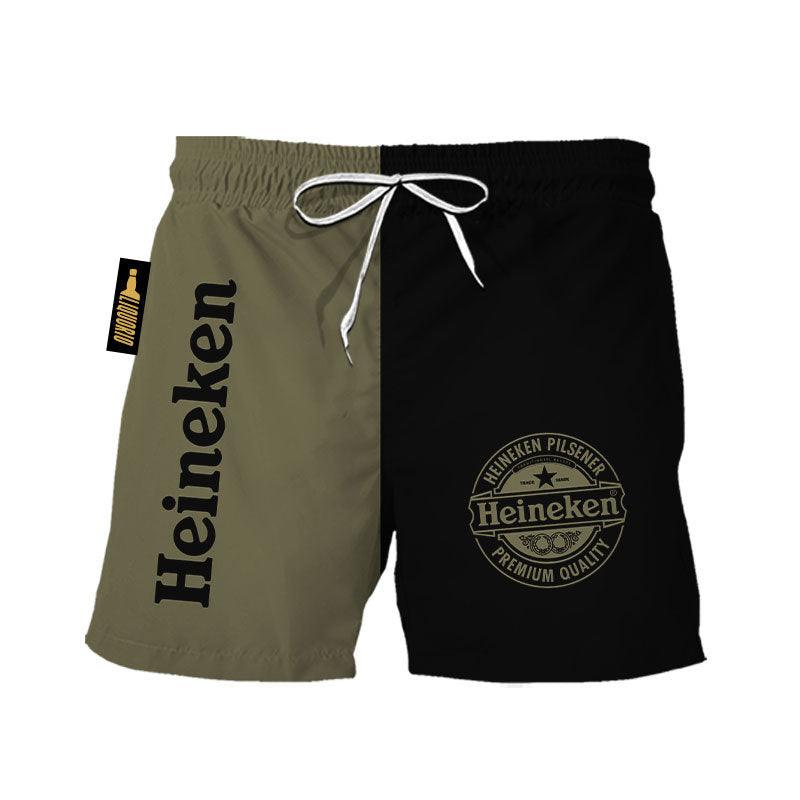 Half Side Black Green Heineken Swim Trunks Heineken Pool Shorts