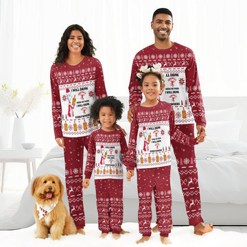 I Will Drink Fireball Here Or There Christmas Family Pajamas Set - Flexiquor.com