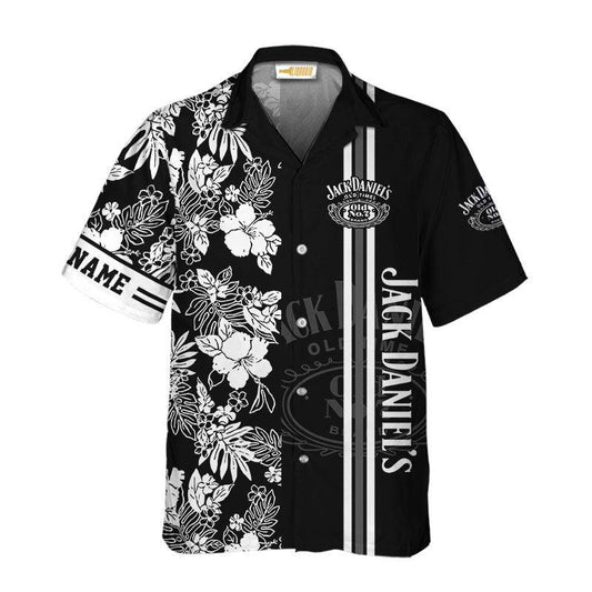 Jack Daniels Flower Stripe Hawaiian Shirt