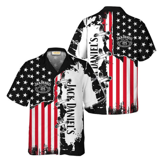 American Flag Jack Daniels Hawaiian Shirt