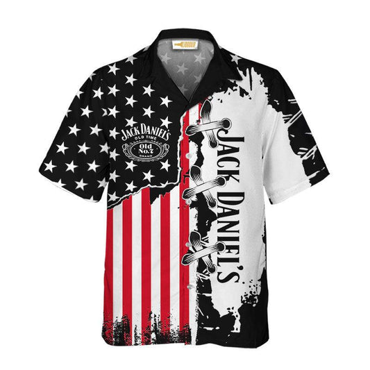 American Flag Jack Daniels Hawaiian Shirt