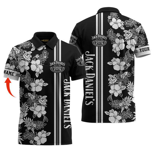 Personalized Jack Daniel's Flower Stripe Polo Shirt