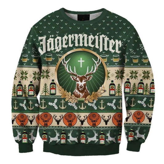 Jagermeister Christmas Holiday Ugly Sweater - Flexiquor.com