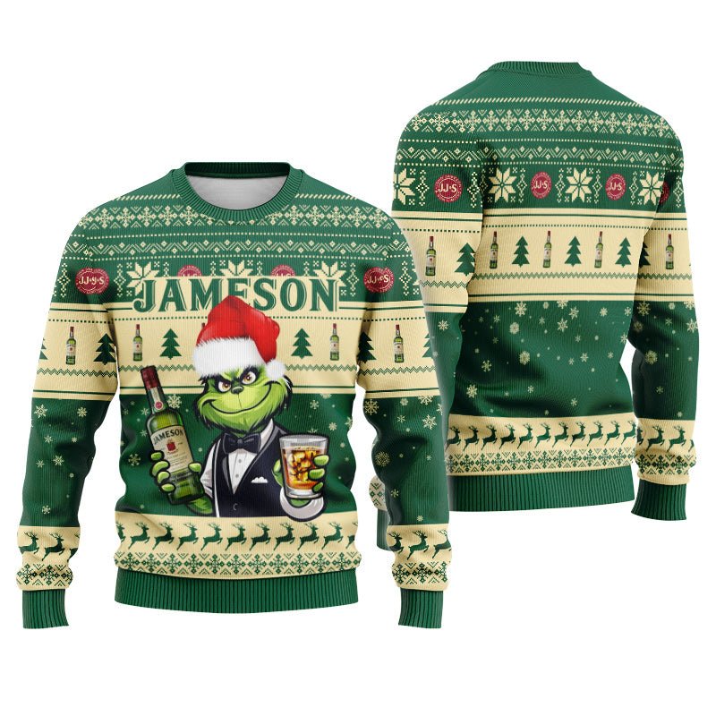 Jameson Grinch Christmas Ugly Sweater - Flexiquor.com