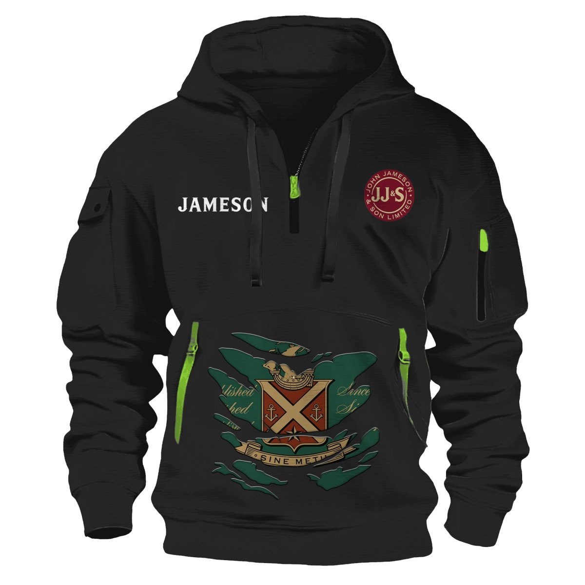 Jameson Scratches Marks Half Zip Hooded Sweatshirt - Flexiquor.com