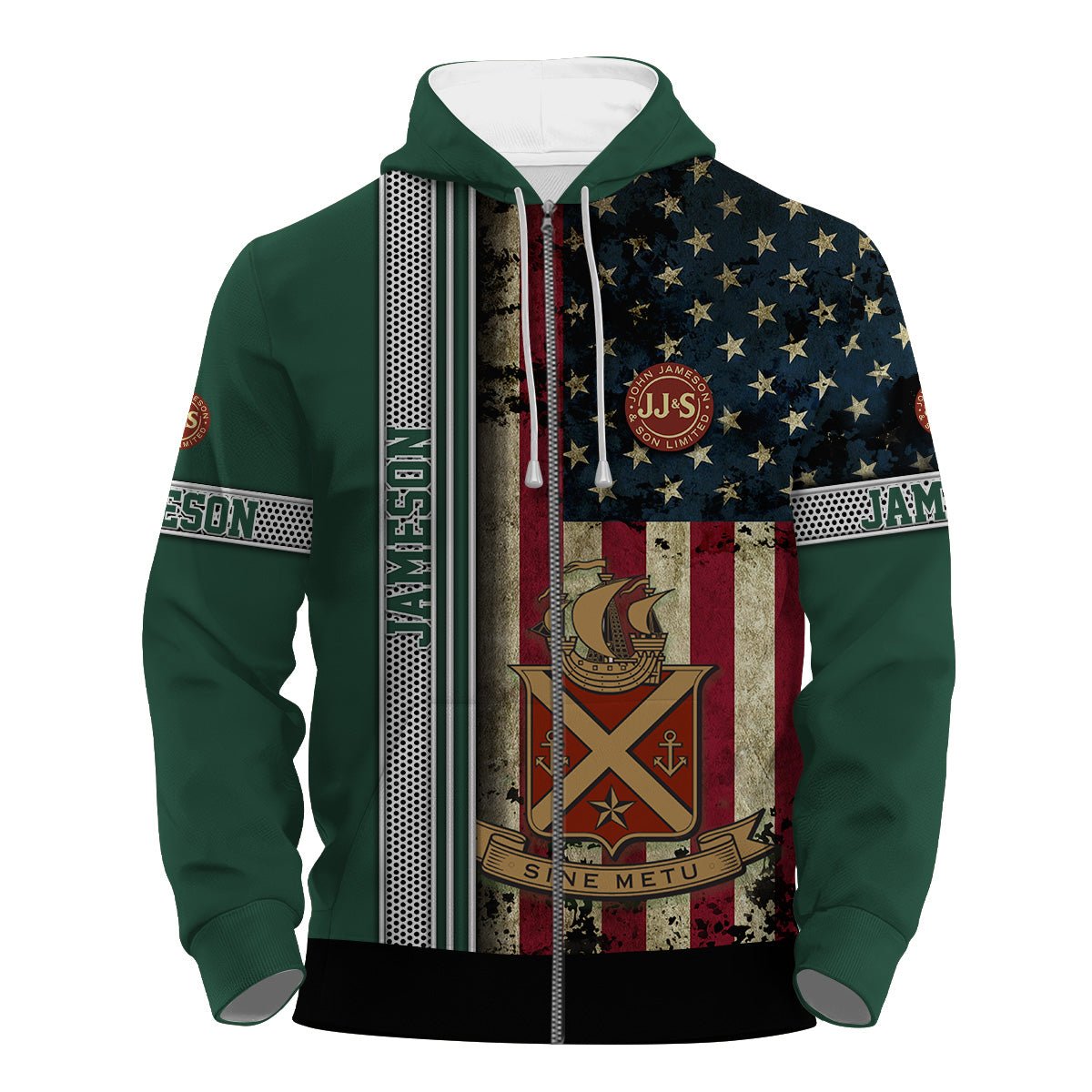 Jameson Stainless Steel American Flag Hoodie & Zip Hoodie - Flexiquor.com