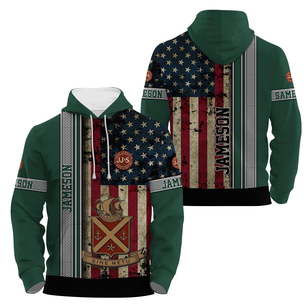 Jameson Stainless Steel American Flag Hoodie & Zip Hoodie - Flexiquor.com