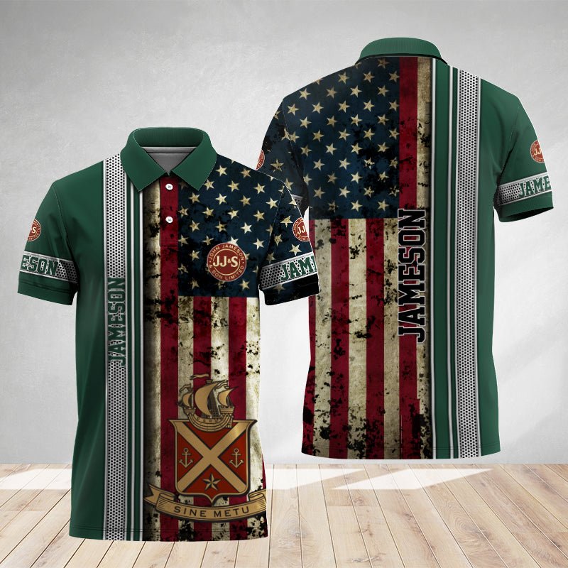 Jameson Stainless Steel American Flag Polo Shirt - Flexiquor.com