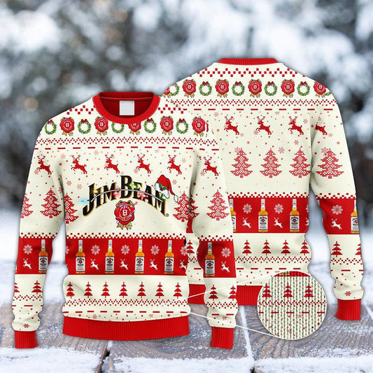 Jim Beam Reindeer Snowy Night Ugly Sweater