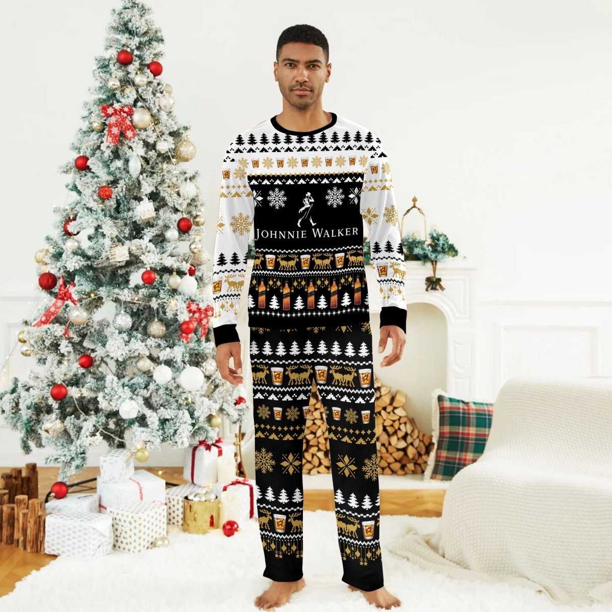 Johnnie Walker Christmas Scenes Family Pajamas Set - Flexiquor.com