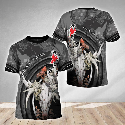 Johnnie Walker Deer Skull With Mushrooms T-Shirt