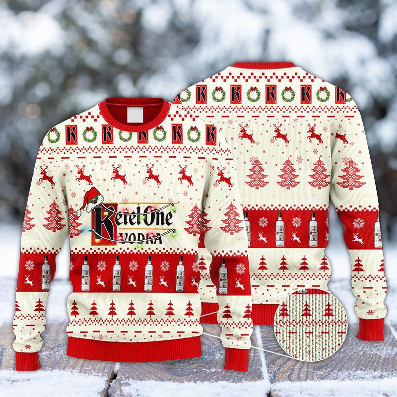 Ketel One Vodka Reindeer Snowy Night Ugly Sweater