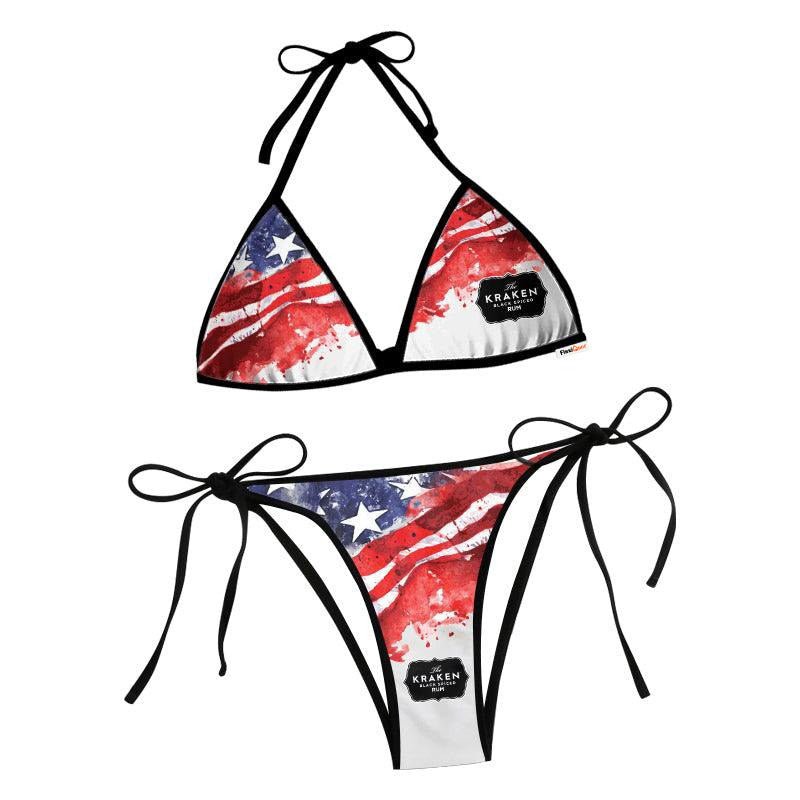 Kraken Rum Blur American Flag Triangle Beach Bikini - Flexiquor.com