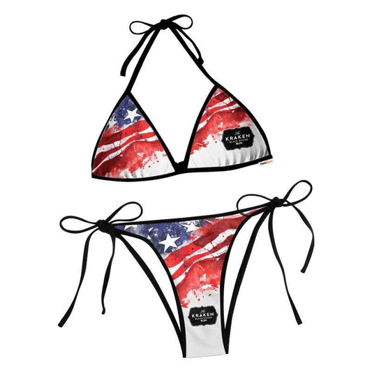 Kraken Rum Blur American Flag Triangle Beach Bikini - Flexiquor.com