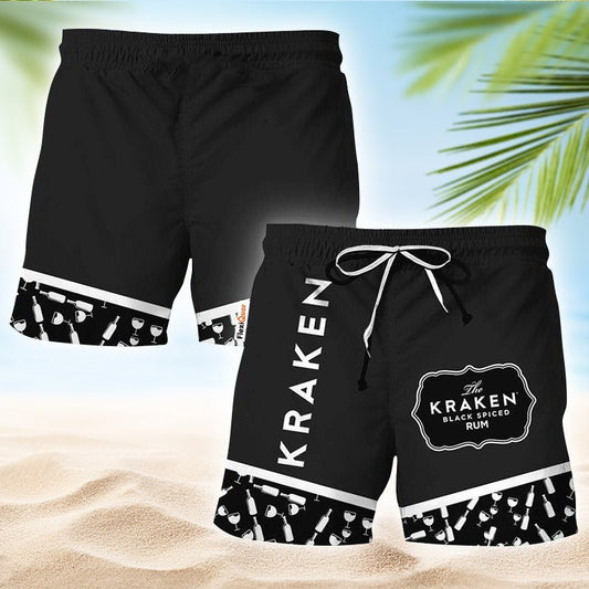 Kraken Rum Glass Bottle Dot Swim Trunks - Flexiquor.com