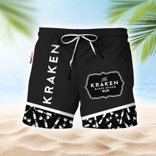 Kraken Rum Glass Bottle Dot Swim Trunks - Flexiquor.com