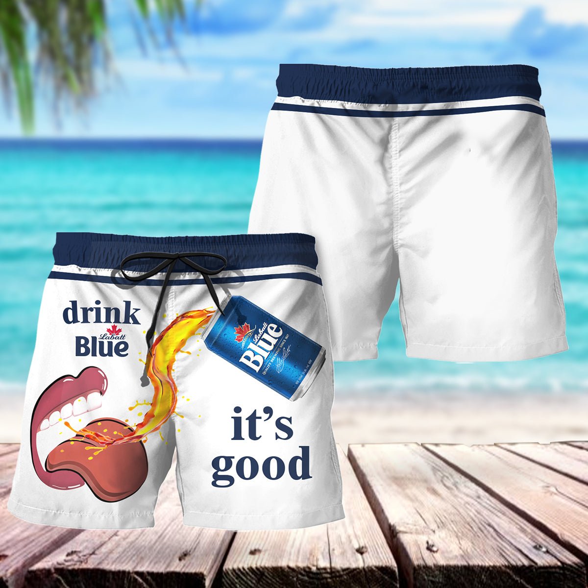 Let's Drink Labatt Blue Swim Trunks - Flexiquor.com