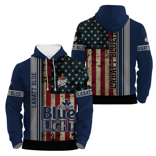 Labatt Blue Stainless Steel American Flag Hoodie & Zip Hoodie - Flexiquor.com