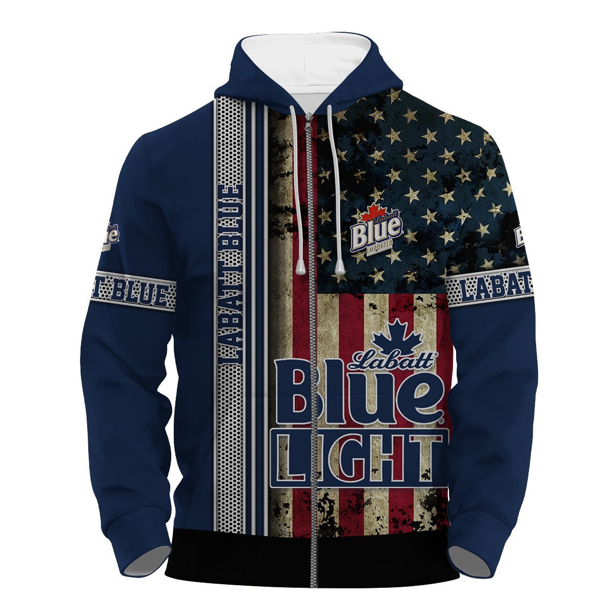 Labatt Blue Stainless Steel American Flag Hoodie & Zip Hoodie - Flexiquor.com