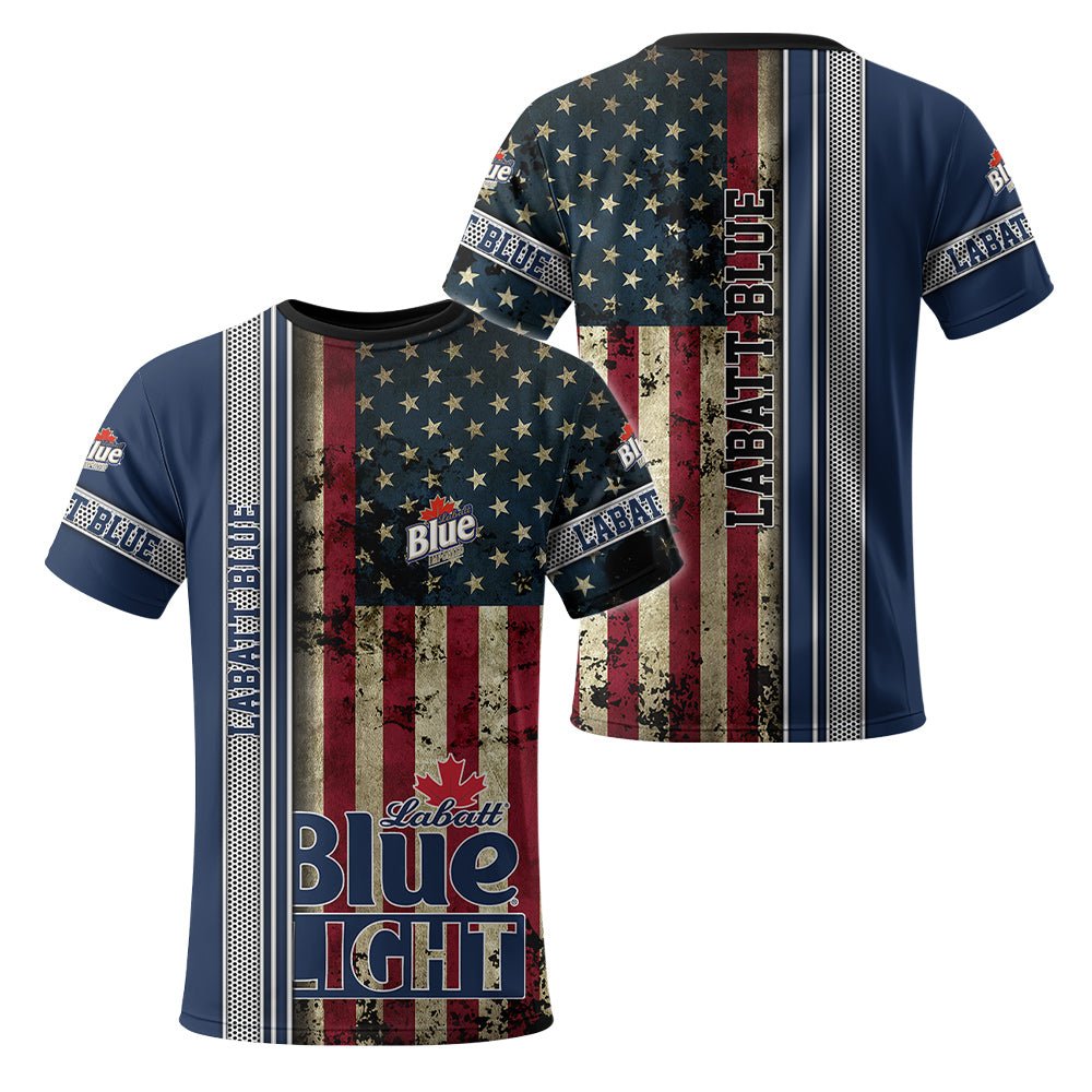 Labatt Blue Stainless Steel American Flag T-Shirt - Flexiquor.com