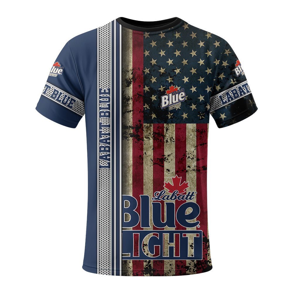 Labatt Blue Stainless Steel American Flag T-Shirt - Flexiquor.com
