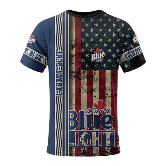 Labatt Blue Stainless Steel American Flag T-Shirt - Flexiquor.com